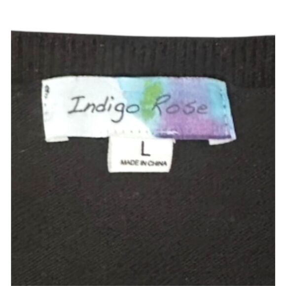 Indigo Rose Embroidered Bird Floral Side Slit Top, Blouse - Size L  ***Item: 065 - Picture 5 of 6